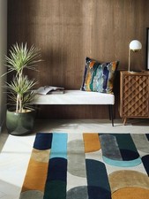 Brand New With Tags NEXT Navy Blue Retro Shapes Rug 80x150cm