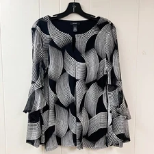 Embroidered Holiday Tiered Sleeves Classic ALFANI Blouse Medium Romantic Lined