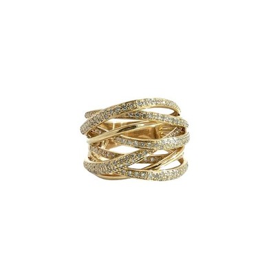 Effy 14k Yellow Gold & 0.90cttw Diamond Layered Crossover Ring Size 7