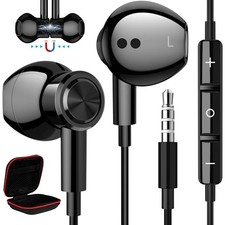 3.5mm Headphones Wired Earbuds with Microphone Noise Isolating Earphone Stere...