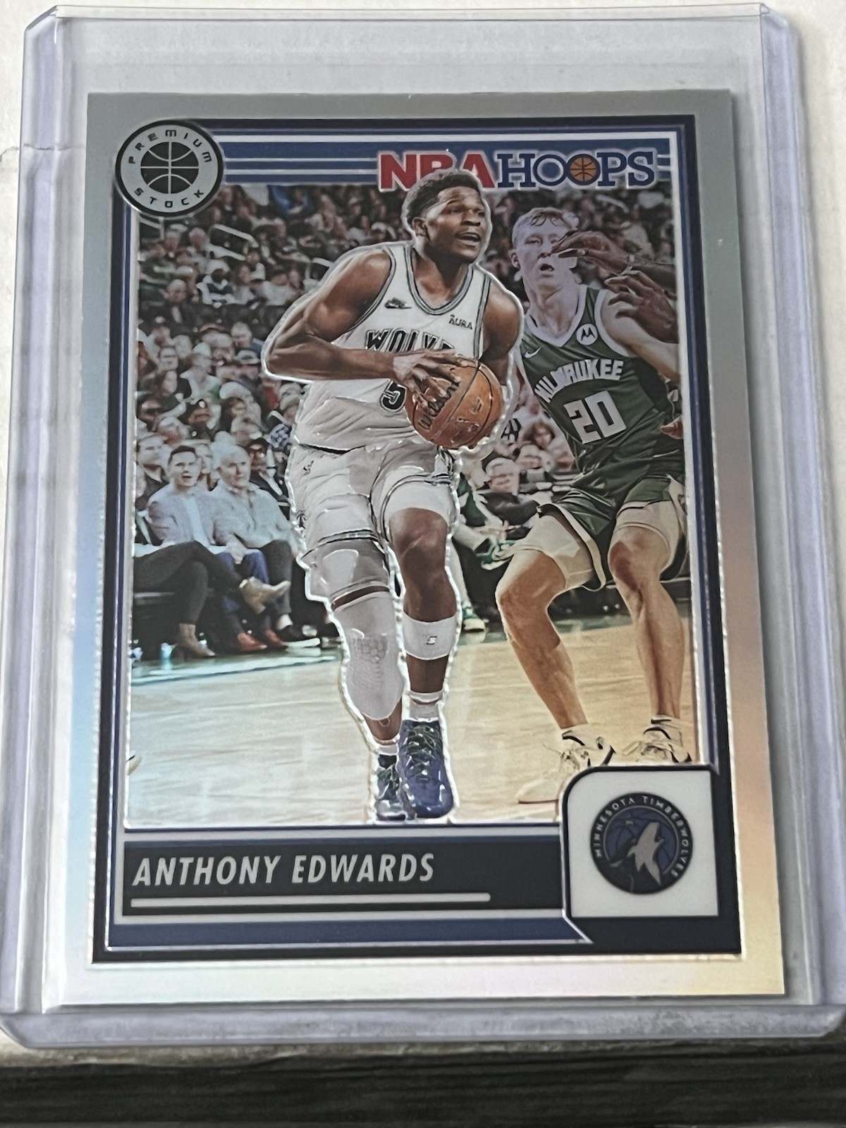 2023-24 Panini Nba Hoops Premium Stock - Anthony Edwards #87 Silver Prizm