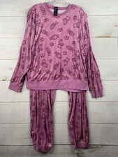 Disney Winnie The Pooh Pajamas XL Pink Stretch Velour 2 Piece Loungewear Set