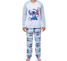 Pigiama natalizio Disney's 'Stitch' Candy Cane.  Pigiama uomo lounge set nuovo con etichetta