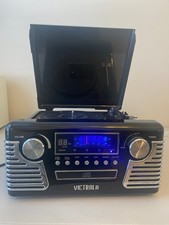 VICTROLA 50's Retro Bluetooth Record Player Multimedia V50-200 - Black, Tested