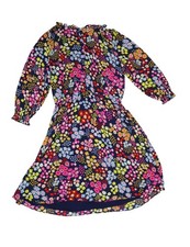 Talbots Dress Womens L Multicolor Floral High Neck Long Sleeve Fit Flare Midi