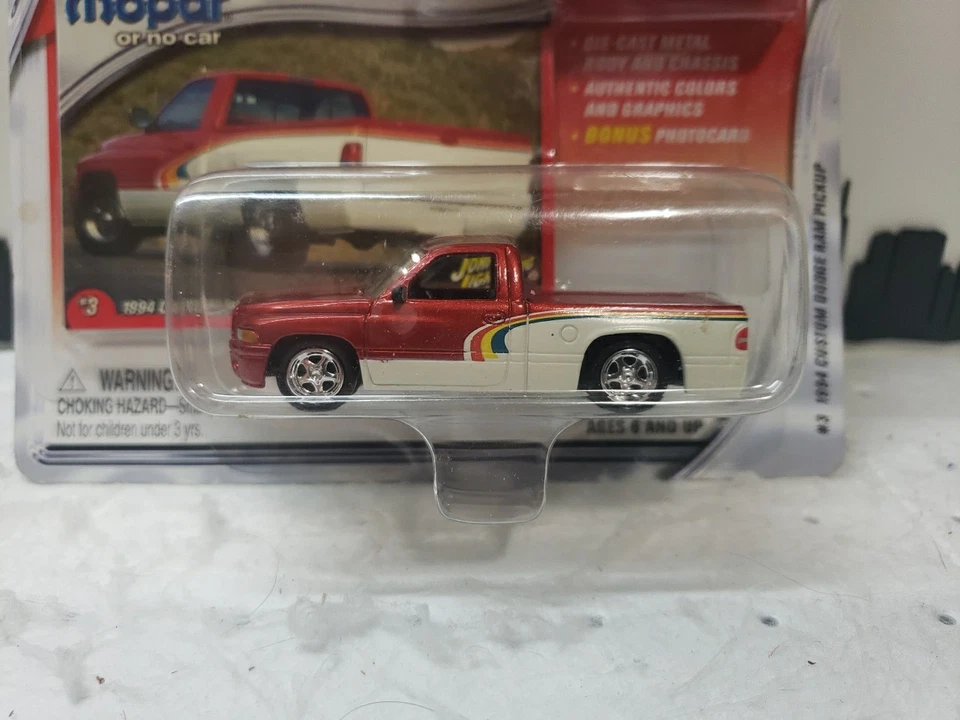 Johnny Lightning 1994 Dodge Ram Custom Pickup Mopar Or No Car Series Red / White - Image 2 of 3
