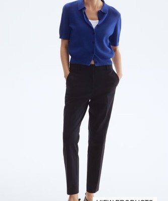 H&M Slim Slacks Regular Waist Full Length Navy Blue Pants Women's Size 2