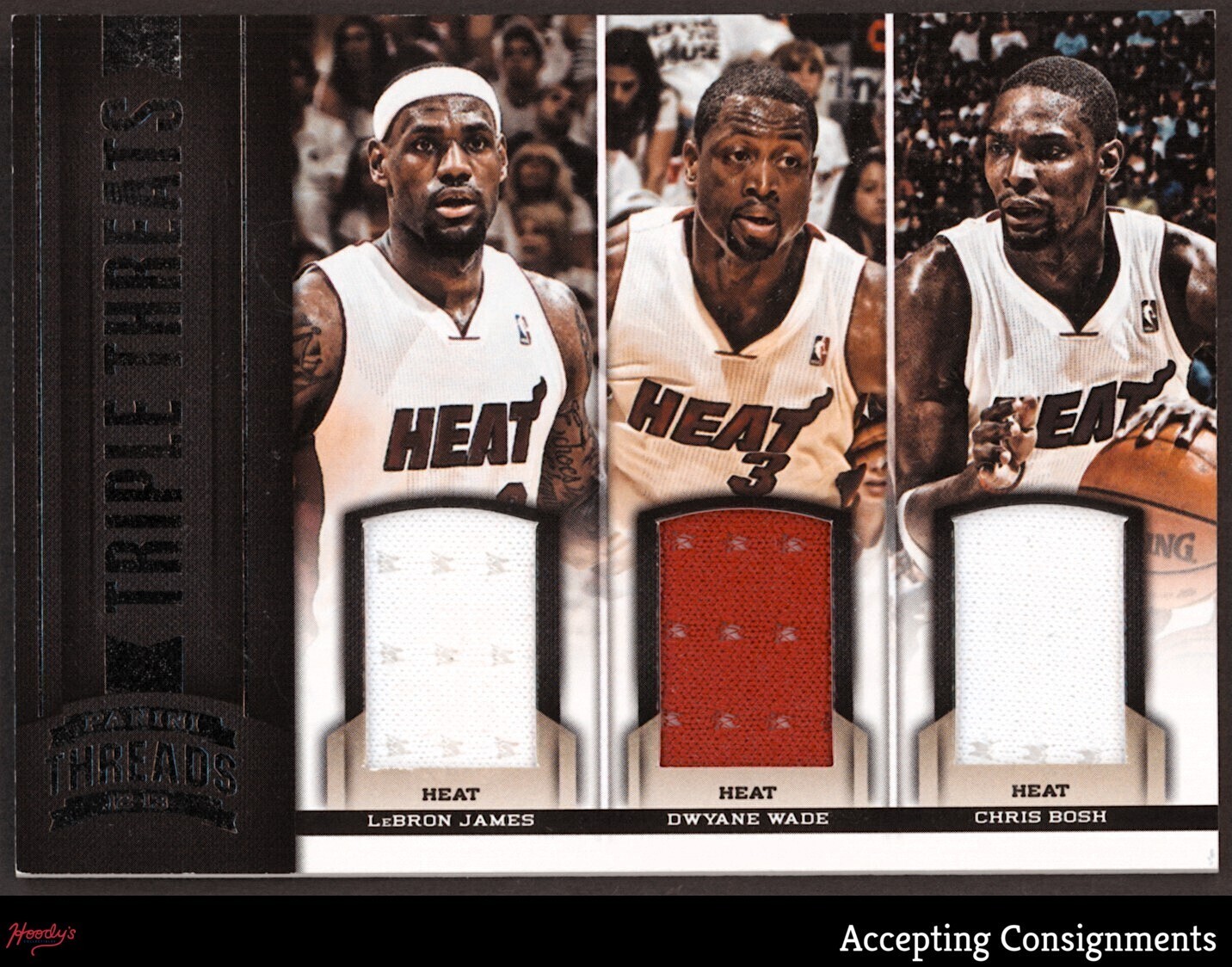 2012-13 Triple Threat #19 Chris Bosh Dwyane Wade LeBron James GAME-USED JERSEY