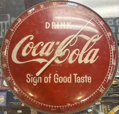 Original Coca-Cola Drink Coca-Cola Sign of Good Taste Thermometer Red/White