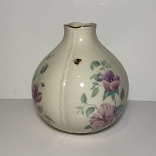 Lenox Morningside Cottage Vase Pink Flowers Bees Dragonflies Made in USA