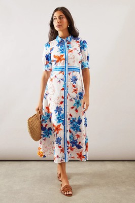 Wallis hellblaues Hemdblusenkleid Damen Anlass Kleider