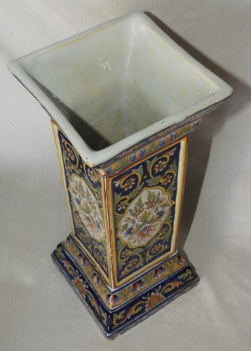 FOURMAINTREAUX à DESVRES : Grand vase à décor ROUEN (XIXè siècle) 31,5 cm - Picture 4 of 14