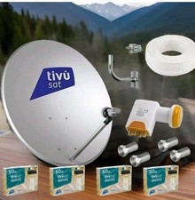 KIT 4 DECODER HD TIVÙSAT SATELLITARE  PARABOLA 100CM LNB 4 USCITE  STAFFA 100 MT