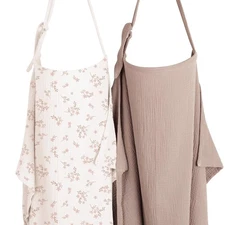 Konssy 2-Pack Muslin Nursing Cover Up for Breastfeeding Moms with Rigid Hoop,