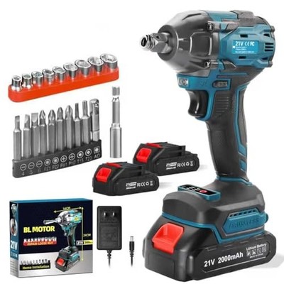 Cordless Impact Wrench, 21V Torque Power Impact Driver, 1/2'' Power Impact Blue