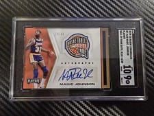 MAGIC JOHNSON Auto 2019/20 PANINI PLAYOFF HALL OF FAME 14/49 Mint 9 Auto 10