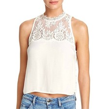 Free People Ivory Lace Open Back Camisole Top Boho Romantic Cottagecore XS