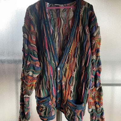 COOGI Cotton Knitted Cardigan Sweater Size L Made In Australia Vintage No 339