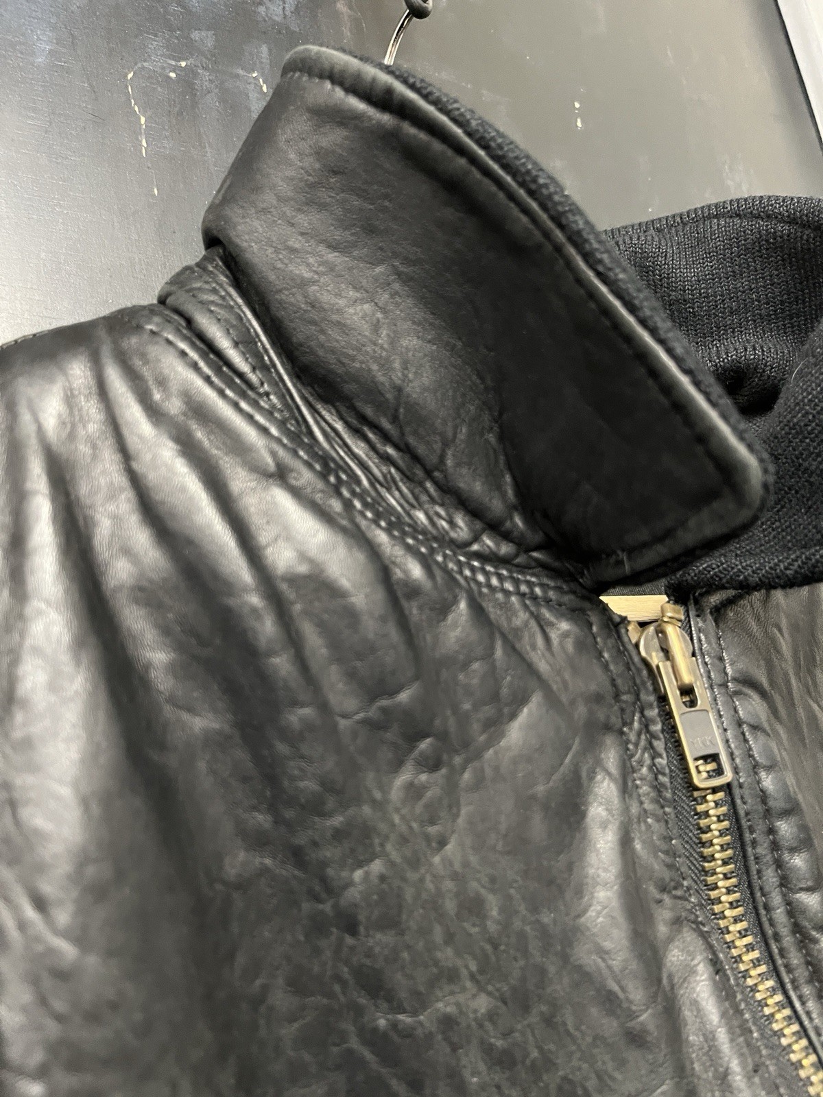 Giorgio Armani Leather Bomber Jacket Cropped Boxy Blouson VTG 90s Black IT 42 image 2