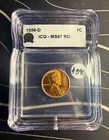1956-D Lincoln Wheat 1C ICG MS67 RD Slab Cert 2068890403 | Small Crack ‼️