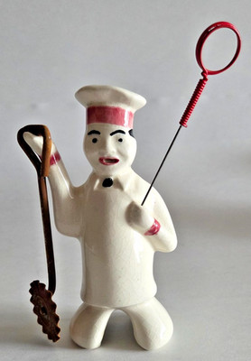 RARE 1950s Vintage BENNY THE BAKER Ceramic Figurine with Utensils