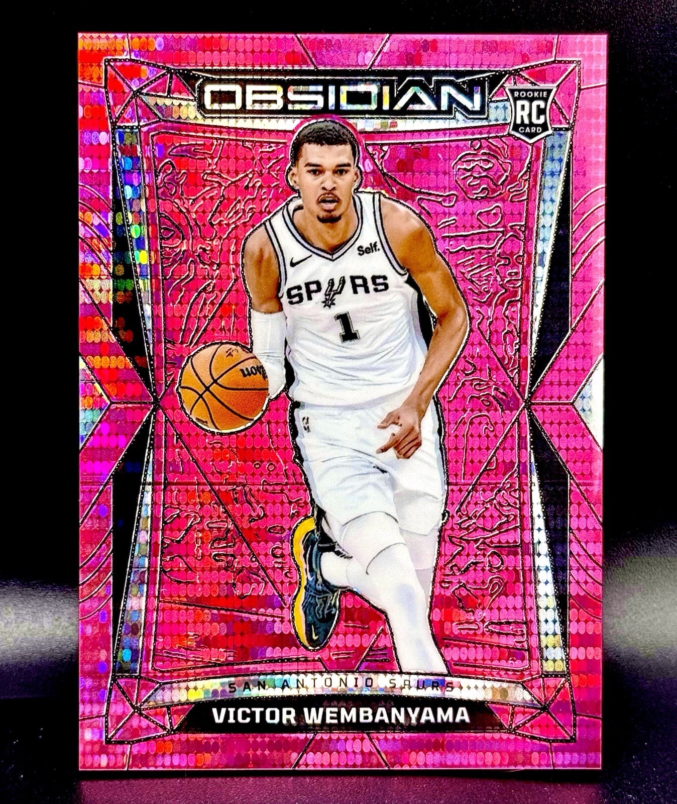 2023-24 PANINI OBSIDIAN VICTOR WEMBANYAMA ROOKIE PINK PULSAR RC SSP #9