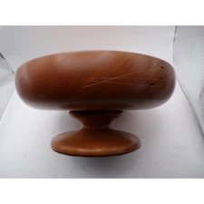 Vintage Wooden Pedestal Bowl Wood Turned Fruit Bowl Display Stand Decor Rustic