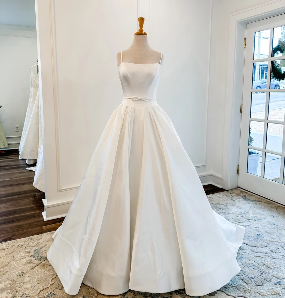 Wedding Dresses Spaghetti Straps Sweep Train A Line White Ivory Bridal Gowns - Image 3 of 4