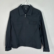 Geoffrey Beene Sport Jacket Women 10 Black Stretch Zip Front