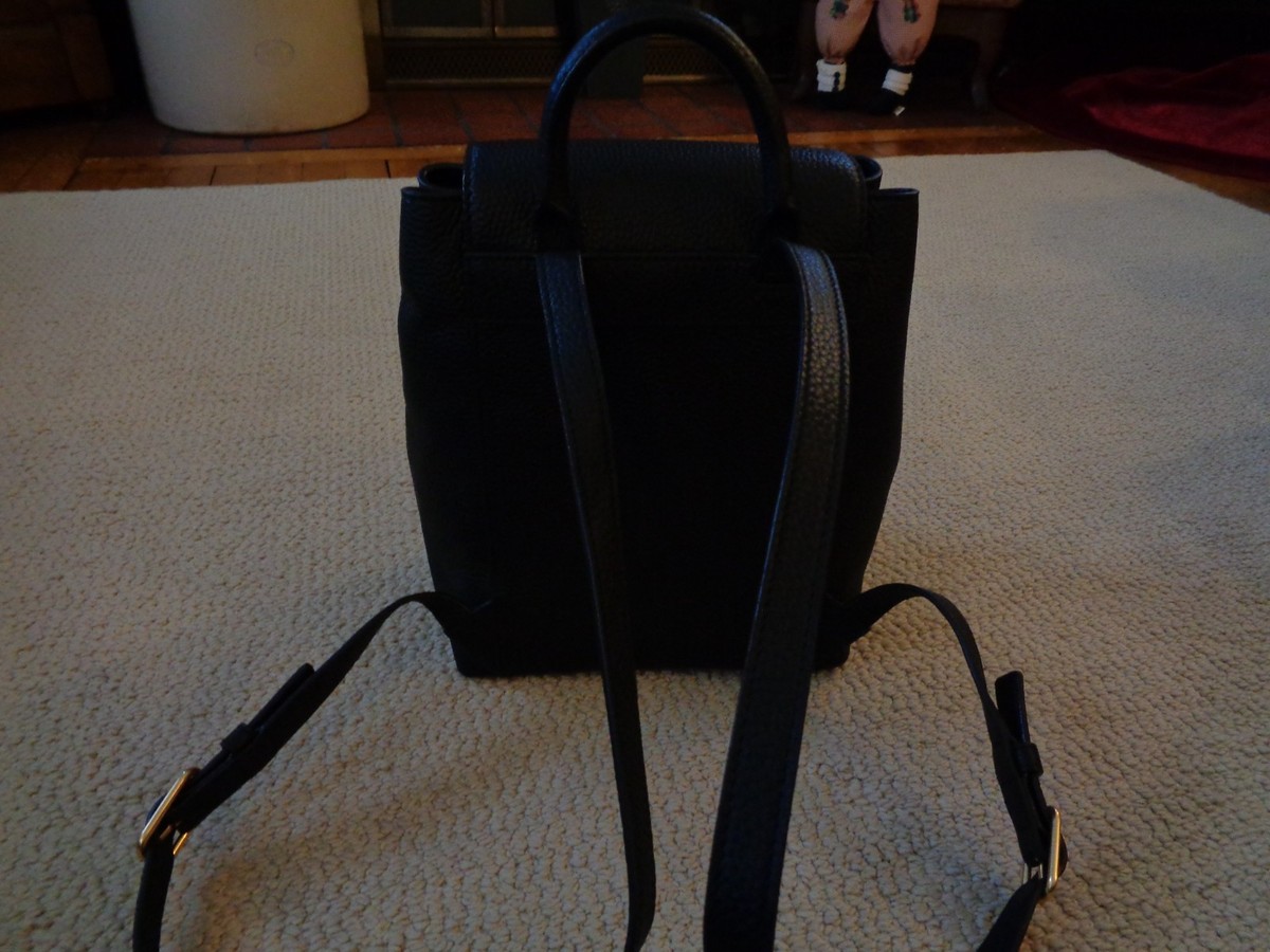 Tory Burch McGraw Black Pebbled Leather Backpack Tassels 