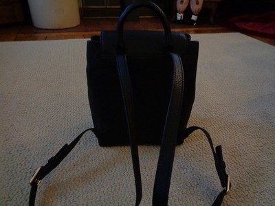 Tory Burch McGraw Black Pebbled Leather Backpack Tassel Double T Logo Stains Tory Burch McGraw Black Pebbled Leather Backpack Tassels  main image 3