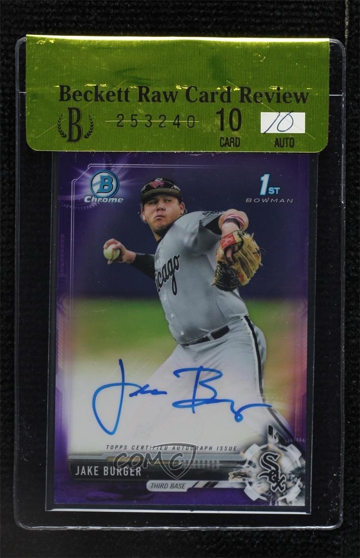 2017 Bowman Draft Chrome Pick Purple Refractor /250 Jake Burger #CDA-JB Auto 5j0