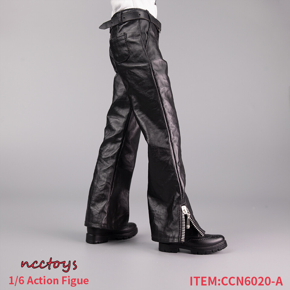 CCN6020 1/6 Male Female Flared Zipper Leather Pants Fit 12''PH TBL