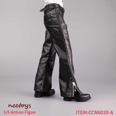 CCN6020 1/6 Male Female Flared Zipper Leather Pants Fit 12''PH TBL