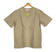Natural Uniforms Short Sleeve V-Neck Scrub Top w/ 2 Pockets Unisex Size M Khaki
