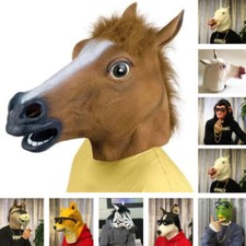 Horse Head Mask Animal Rubber Party Cosplay Costume Adult Halloween Accessory T