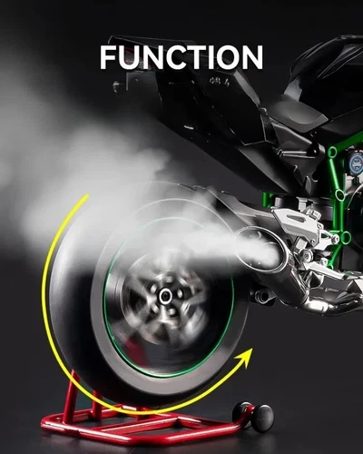 Modellino in lega 1:6 Kawasaki H2R chiave avviamento iniezione fumo moto effetto sonoro - Foto 14 di 20
