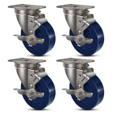 4" Stainless Steel Casters，Heavy Duty Industrial Casters， Load Capacity 1800 lbs