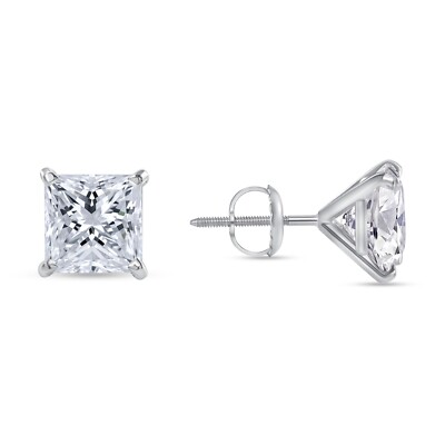 1 Ct Princess Lab Created Grown Diamond Earrings 14K White Gold E/VVS Martini