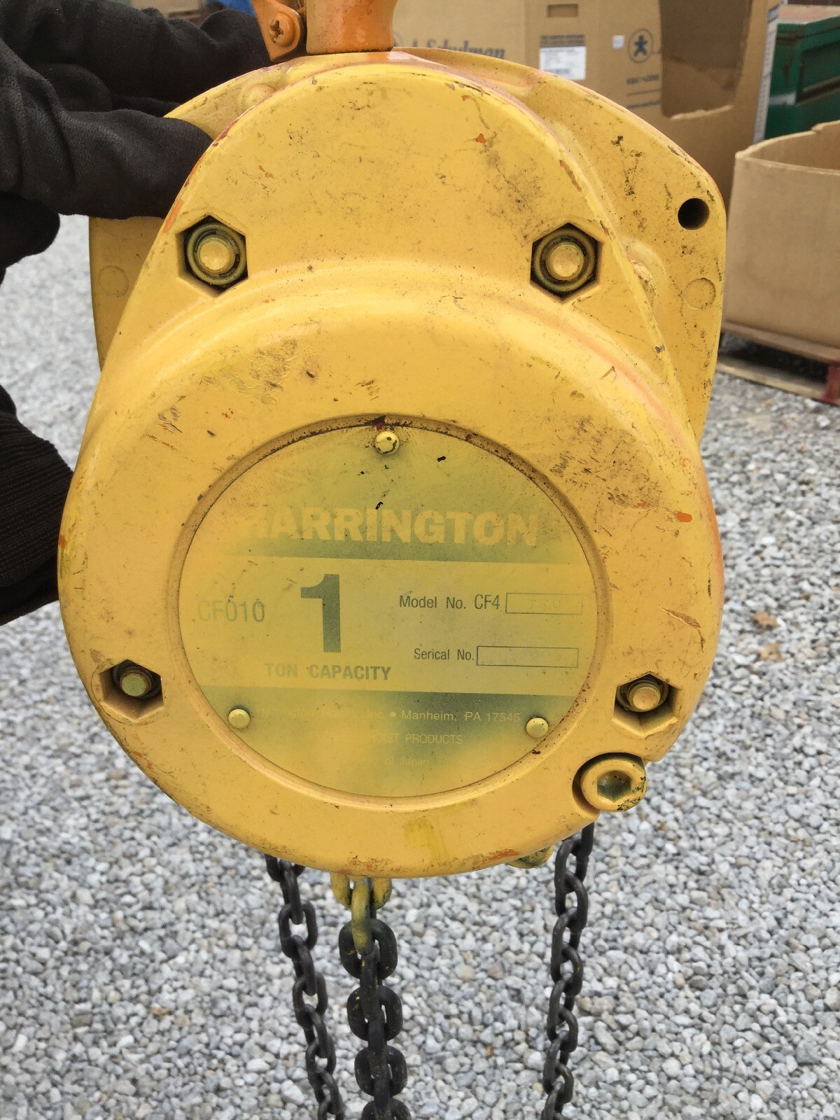 Harrington 1 Ton Chain Hoist 20 FT. Lift CF01020 eBay