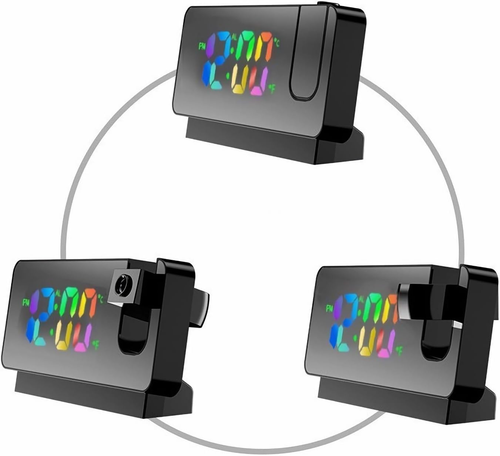 LED Projection Alarm Clock Color Display Temperature/Date Display Quiet Large Mi - Picture 4 of 12