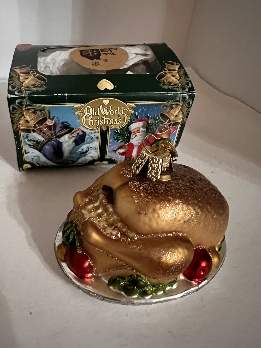 Old World Christmas OWC Turkey Dinner Platter Glass Ornament 32201