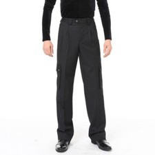 Men Modern Ballroom Dance Pants Latin Trousers Pockets Salsa Stretch Cargo Pants