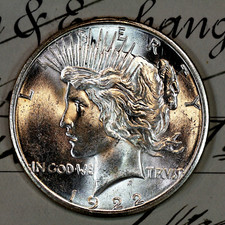 * 1922-S * CHOICE to GEM BU MS PEACE SILVER DOLLAR * FROM ORIGINAL BANK BAG *