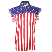 USA FLAG SLEEVELESS DENIM SHIRTS - 100% Cotton ( 20% Off+Free Shipping)