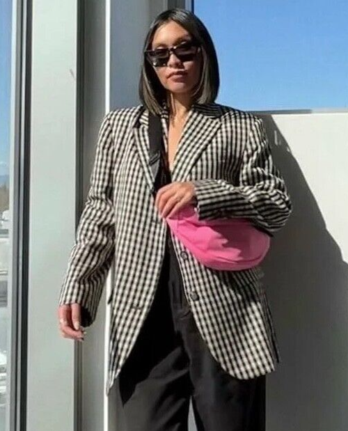 EVERLANE The '80s Oversized Blazer Gingham XS BNWT £182 UK