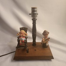 Vintage 1968  IRMI  Nursery Lamp Light - wood rocking Chair/girl  Boy