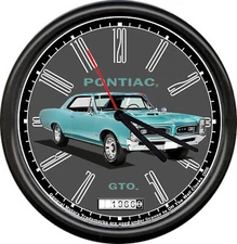 Licensed 1966 Pontiac GTO Reef Turquoise General Motors Retro Sign Wall Clock