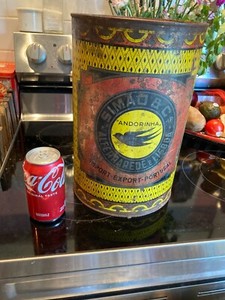 Vtg Andorinha Portugal Olive Oil Tin Can Canister  Lisboa 13 by 8.5 inches ABTUC