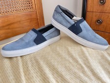 TO BOOT NEW YORK Men  s Denim Blue Suede Slip-Ons US11.5/EU44.5 Made in ITALY